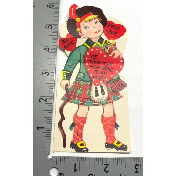 Vintage Valentine Card 1950s Scottish Boy in Kilt High Road to My Heart - Picture 3 of 6